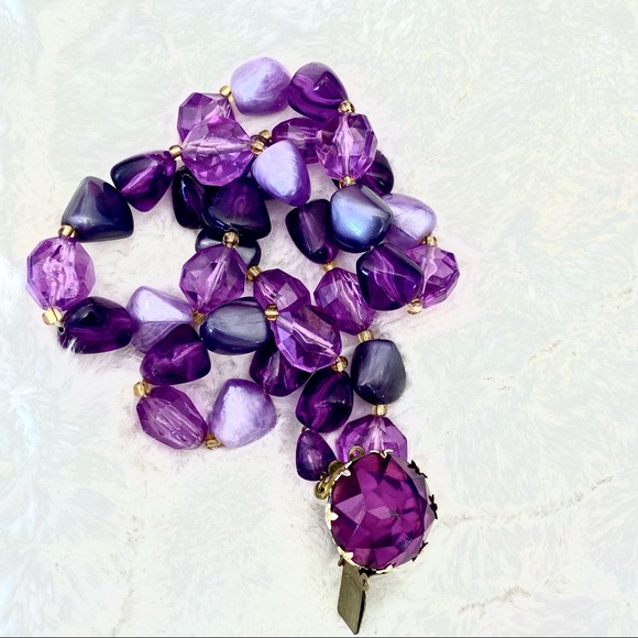 West Germany Vintage Purple Necklace - Picture 10 of 14